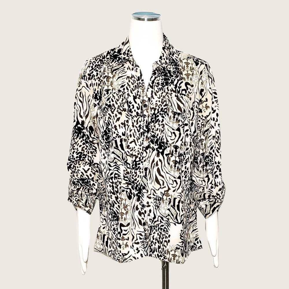 NY Collection Woman Leopard Print Blouse NWOT